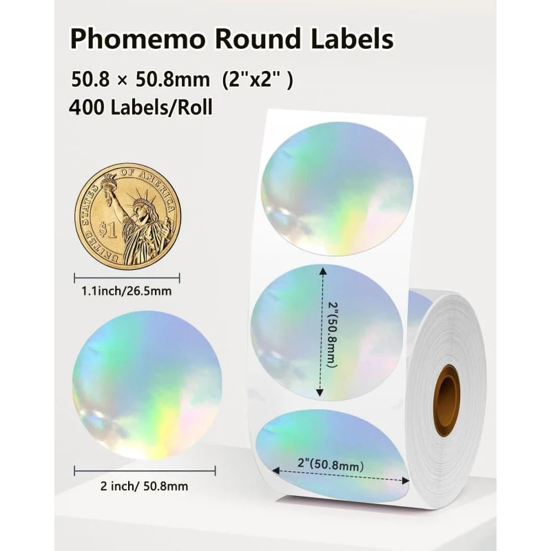Phomemo 2" Silver Thermal Holographic Sticker for Shipping Label Printer - Image 5