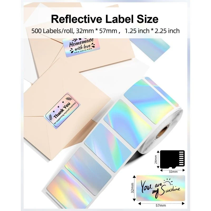 Phomemo 2" Silver Thermal Holographic Sticker for Shipping Label Printer - Image 6