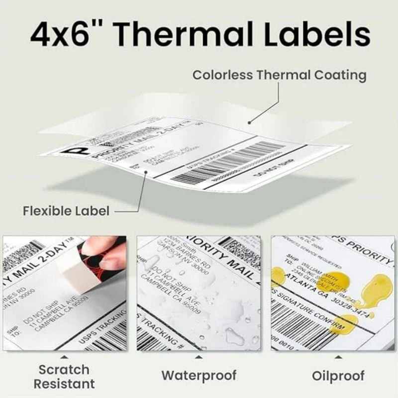 Phomemo 4"x6'' Sticker Label for Shipping Label Printer (250 Labels/Roll) - Image 6