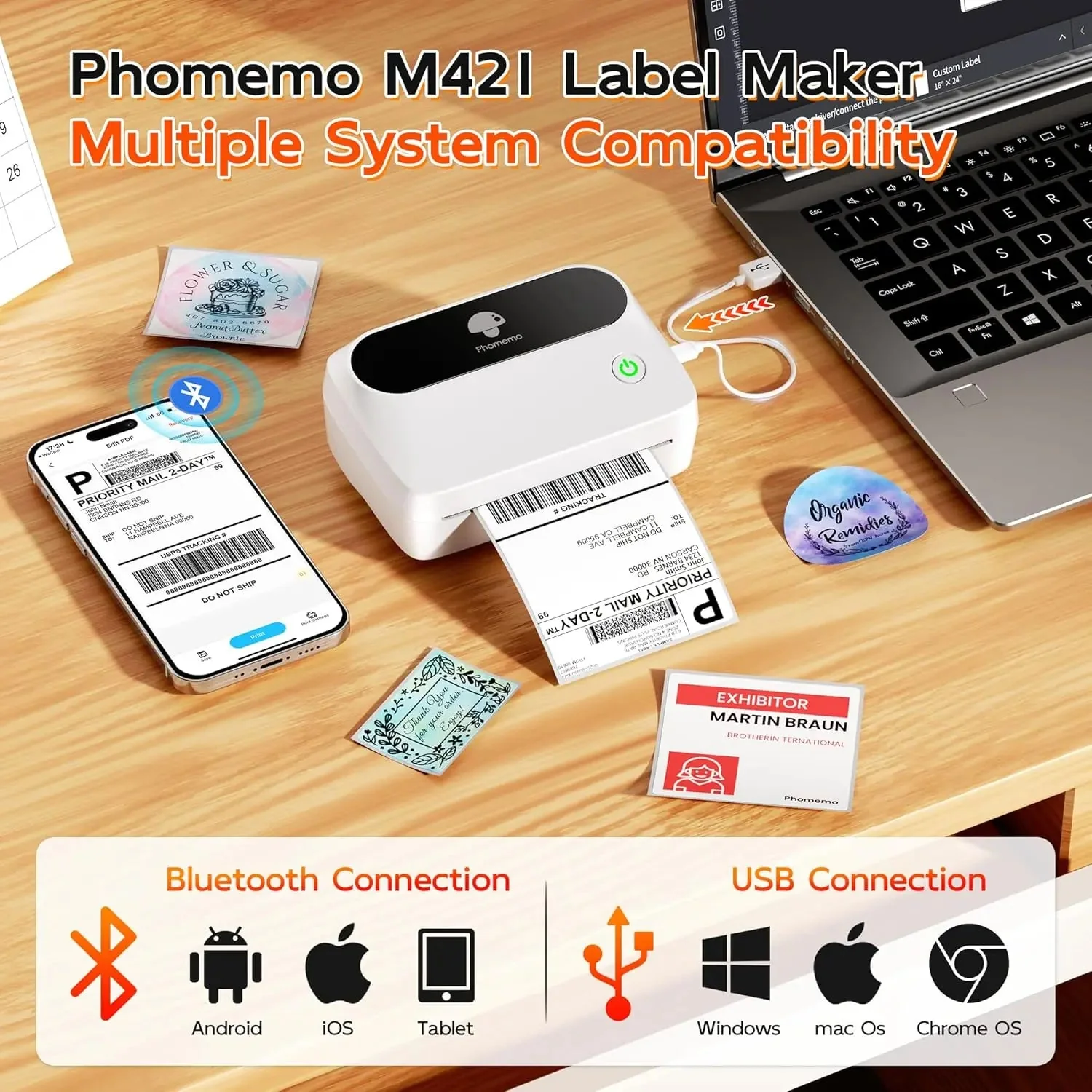 Phomemo Thermal Label Maker M421 Bluetooth Portable Business - Image 3