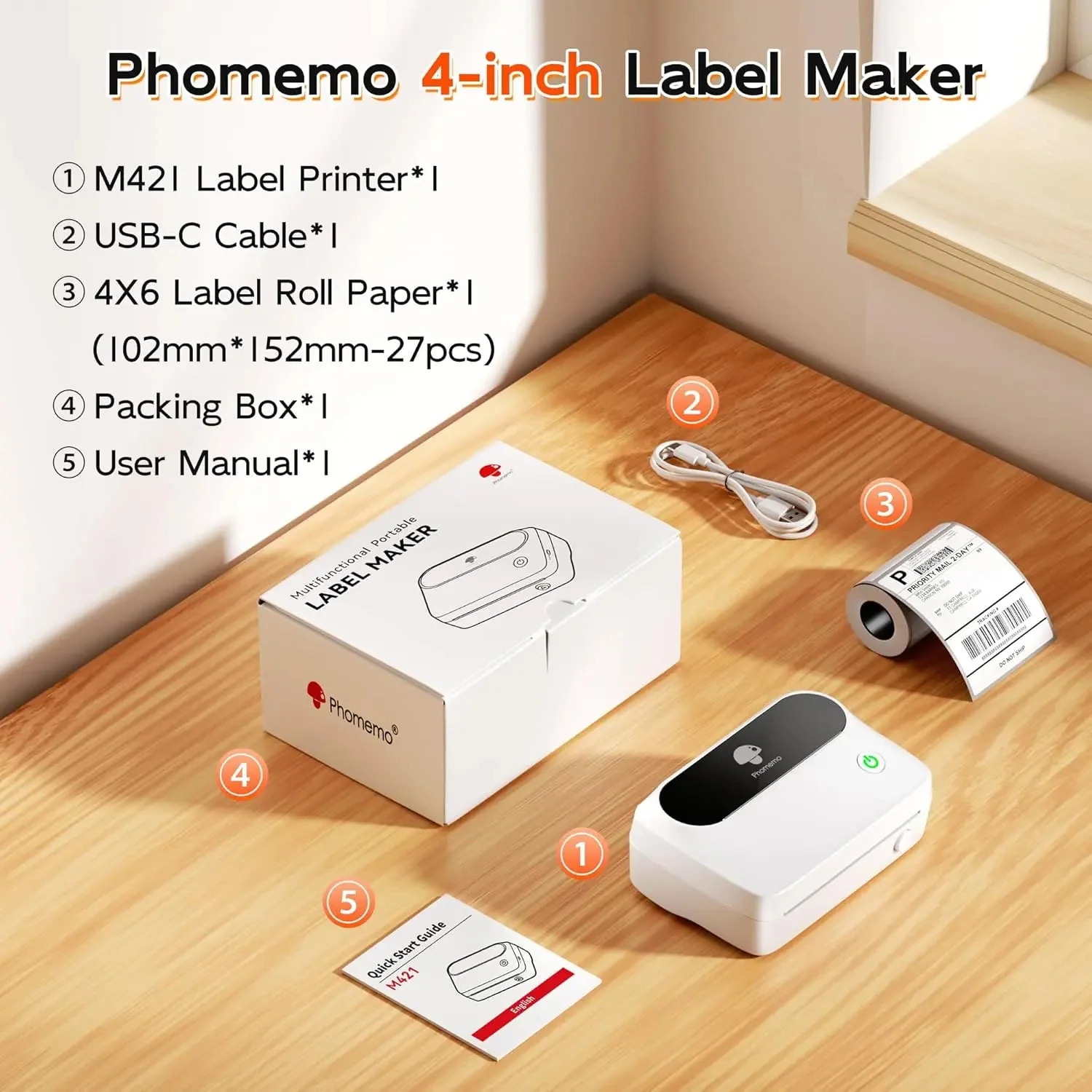 Phomemo Thermal Label Maker M421 Bluetooth Portable Business - Image 5