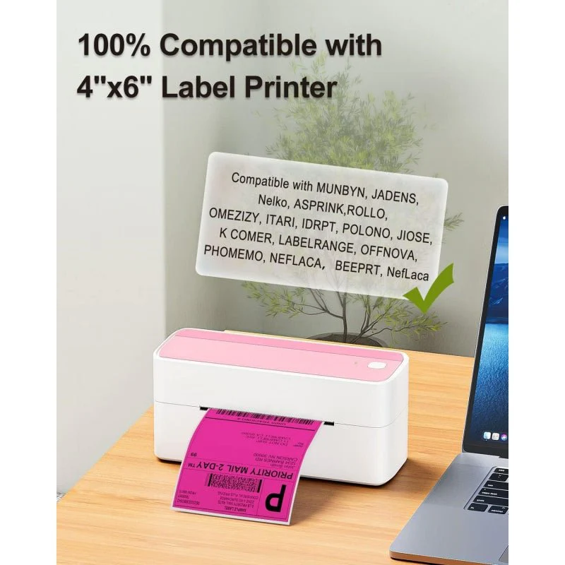 Phomemo 4"x6" Fanfold Direct Thermal Shipping Label (500 Labels) | Rose Red - Image 8