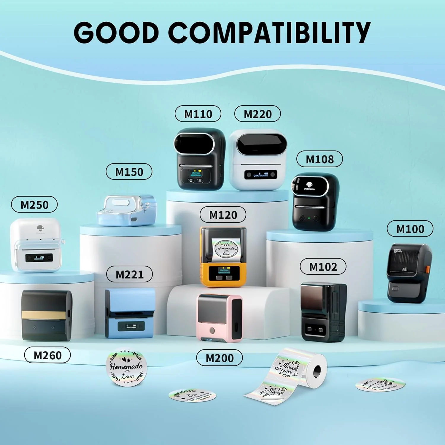 Phomemo M110 Labels, 2"(50X50mm) Round for M220 M221 M100 M250 M120 M108 M150 Label Maker, Thermal Sticker Labels for Small Business, Logo Design, Baking Package, Holographic Sticker Paper,for standard printer - Image 4