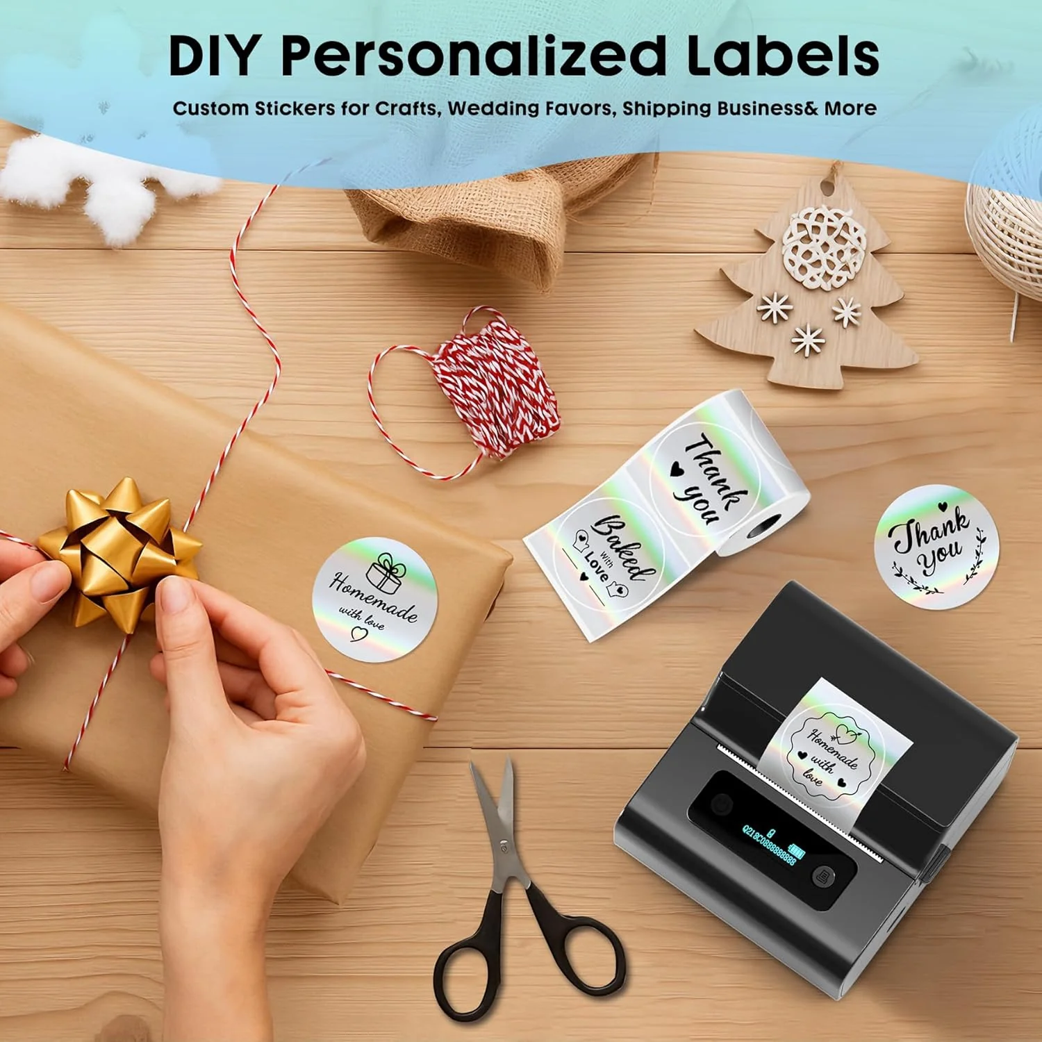 Phomemo M110 Labels, 2"(50X50mm) Round for M220 M221 M100 M250 M120 M108 M150 Label Maker, Thermal Sticker Labels for Small Business, Logo Design, Baking Package, Holographic Sticker Paper,for standard printer - Image 6