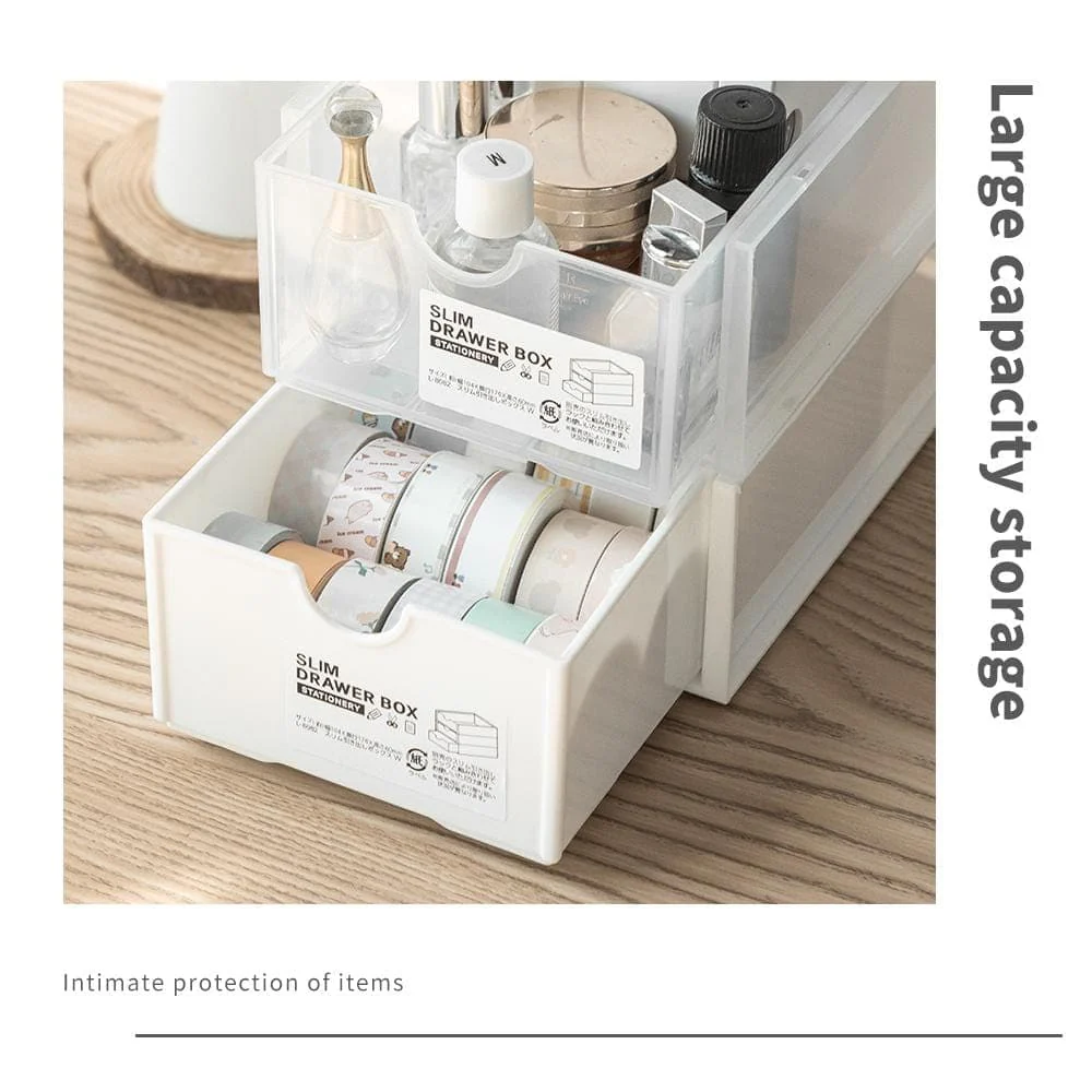Stackable Mini Storage Box | White & Transparent - Image 3