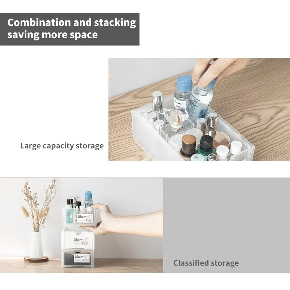 Stackable Mini Storage Box | White & Transparent - Image 4