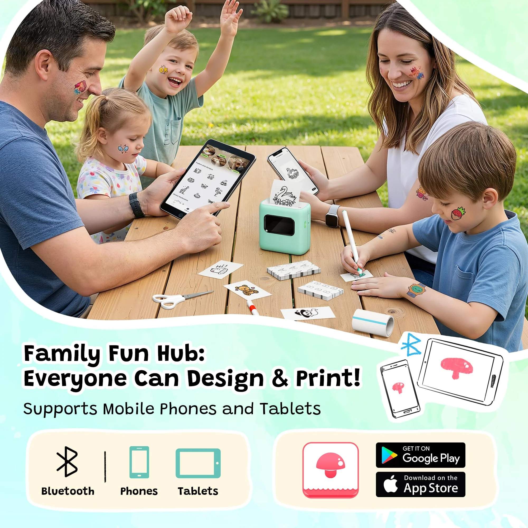 Phomemo TK20 Bluetooth Temporary Tattoo Printer with 40Pcs Temporary Tattoo Paper & 4 Markers - Image 5