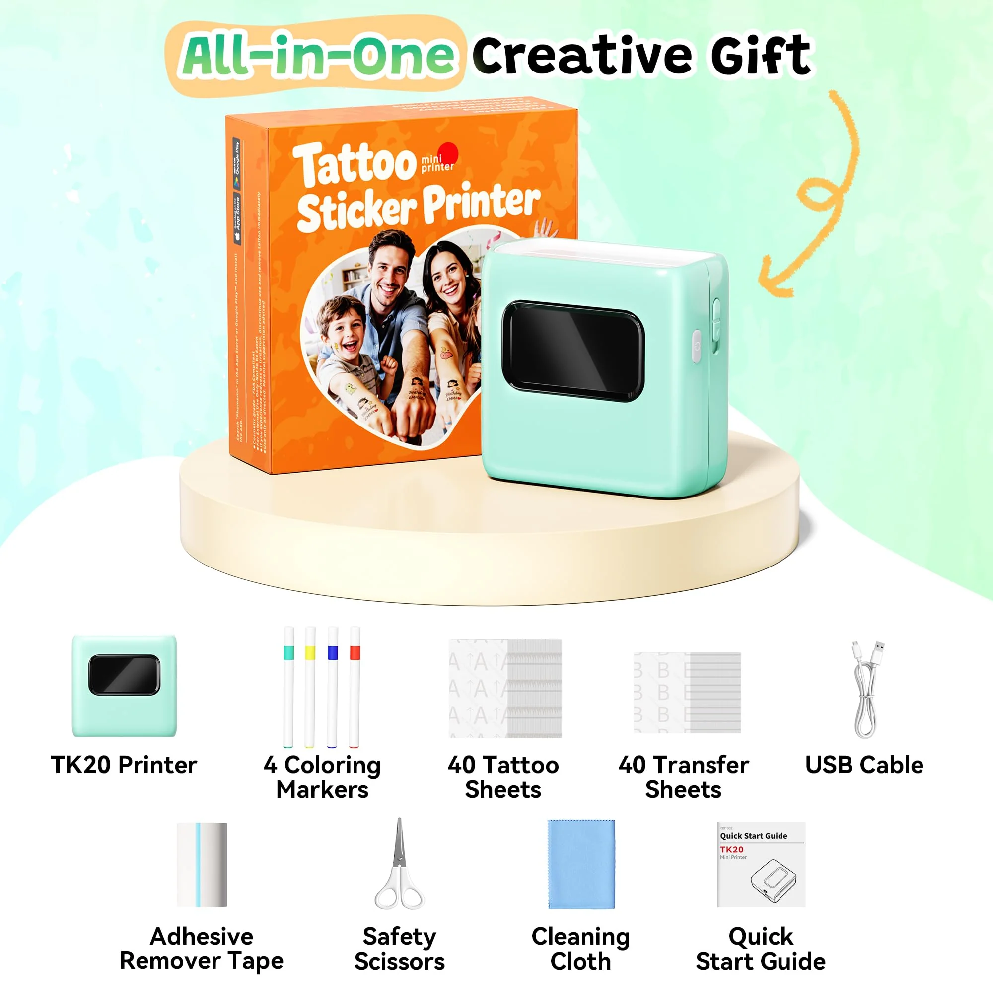 Phomemo TK20 Bluetooth Temporary Tattoo Printer with 40Pcs Temporary Tattoo Paper & 4 Markers - Image 7