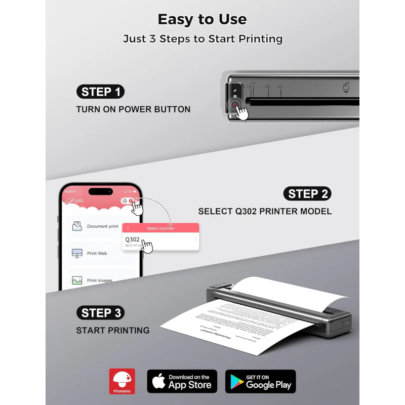 Phomemo Q302 Direct Thermal Wireless Portable Thermal Printer - Image 9