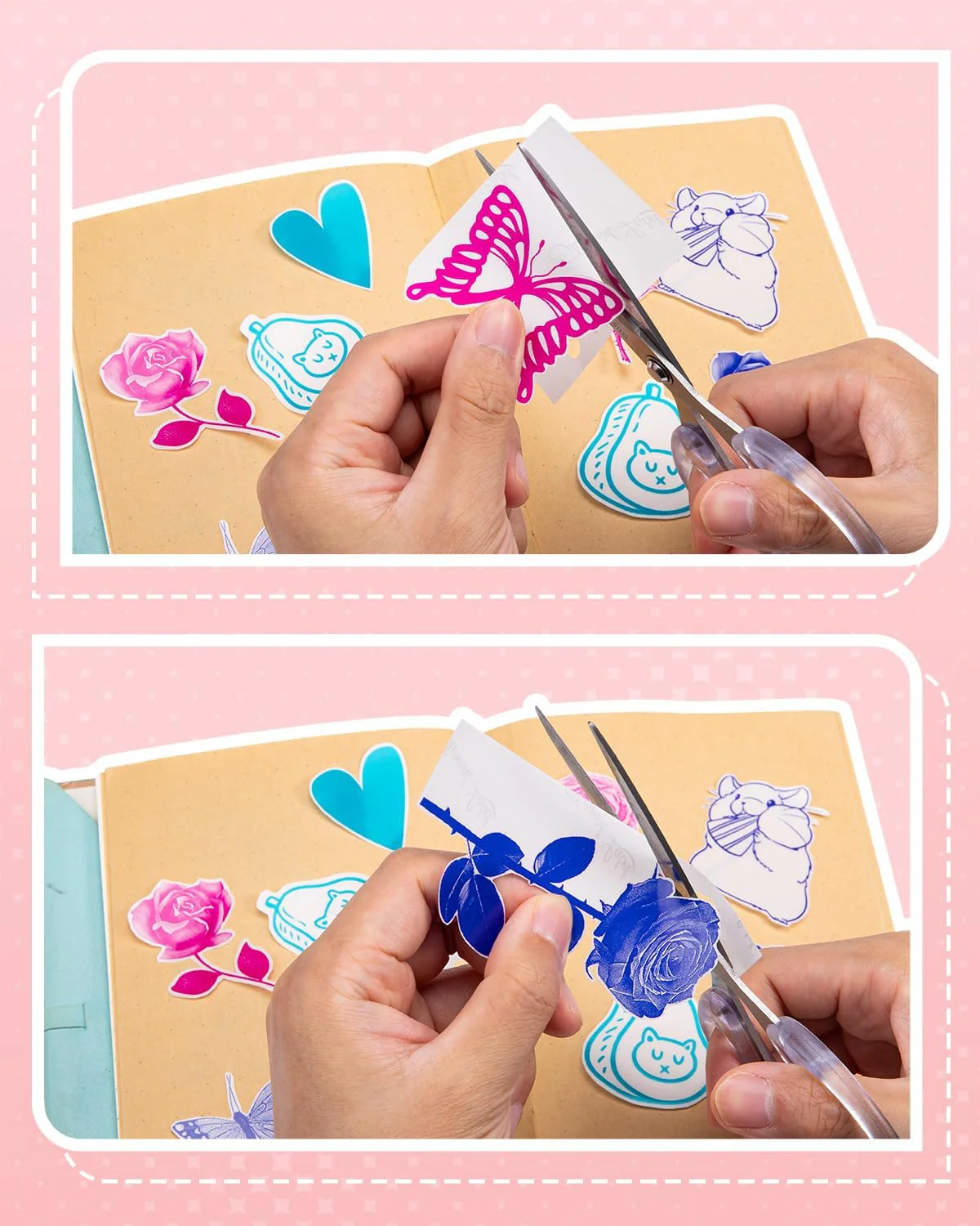 Phomemo Thermal Transparent Sticker Paper | 50mm For T02/M02X | Rose/Blue/Green 3 Rolls - Image 6