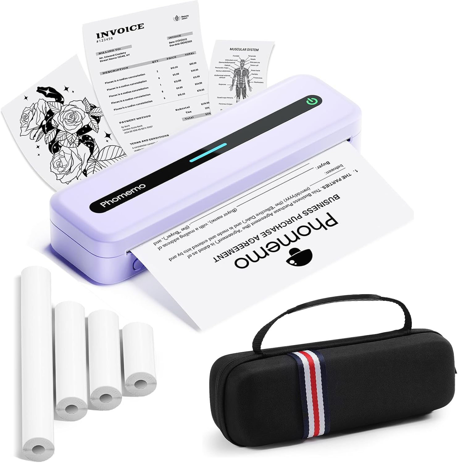 [US Only] Phomemo M832 Portable Direct Thermal Printer Bundle with Case & 4 Paper Rolls - Image 11