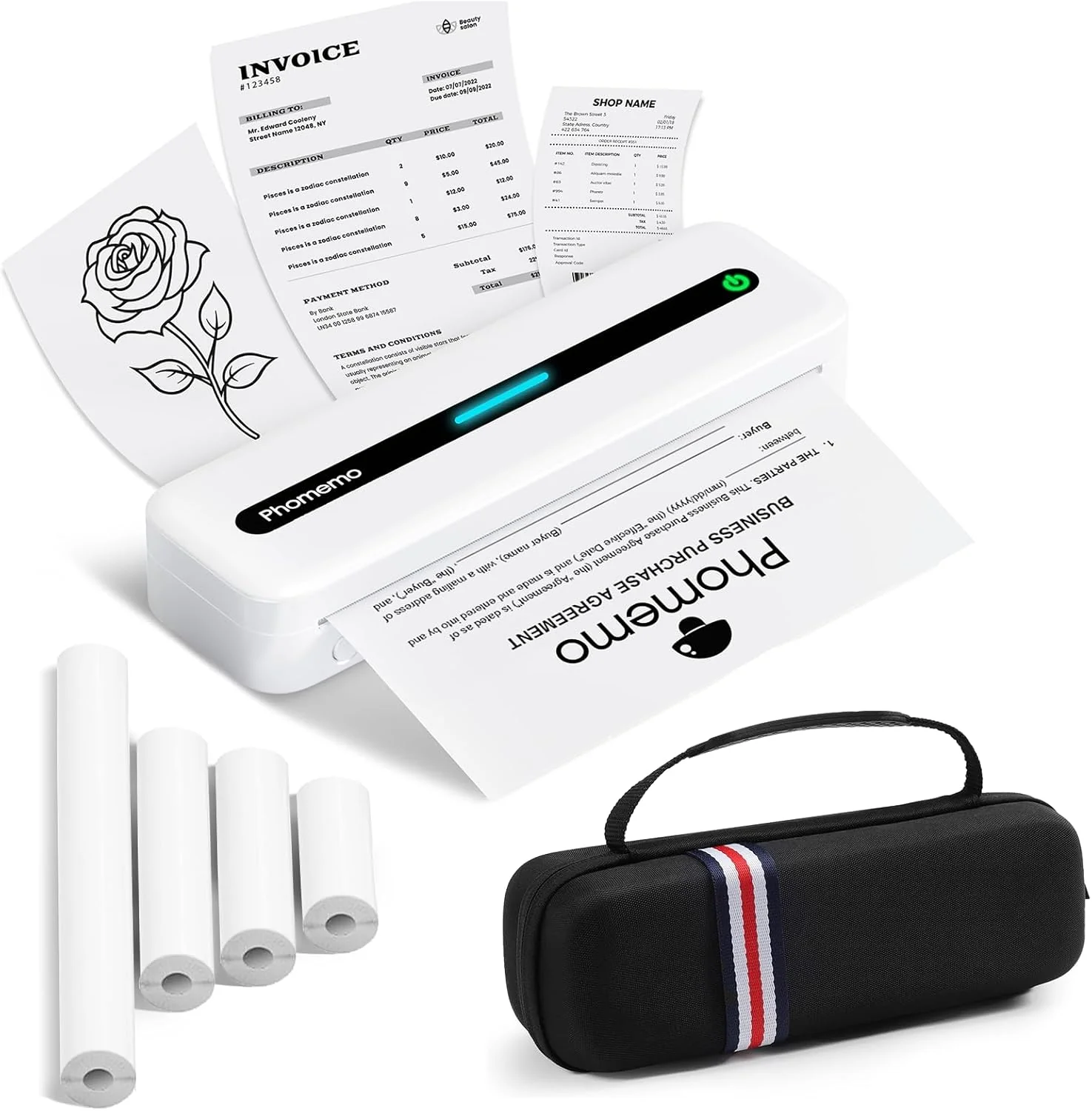 [US Only] Phomemo M832 Portable Direct Thermal Printer Bundle with Case & 4 Paper Rolls - Image 12